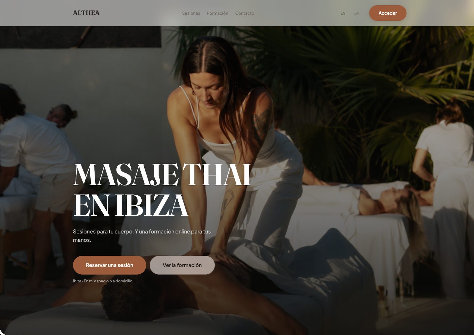 Web de Althea, masaje tailandés en Ibiza