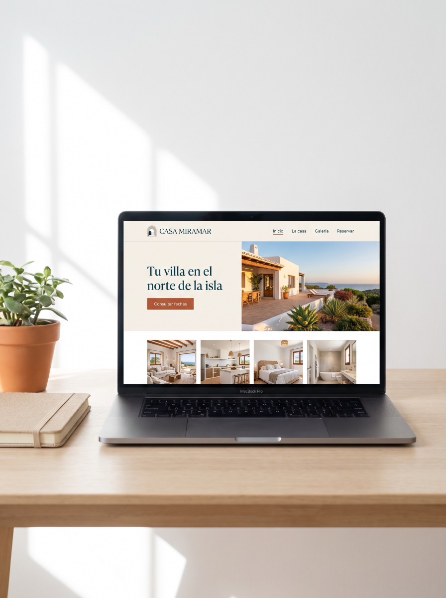 Mockup de la web de la villa Casa Miramar, Ibiza