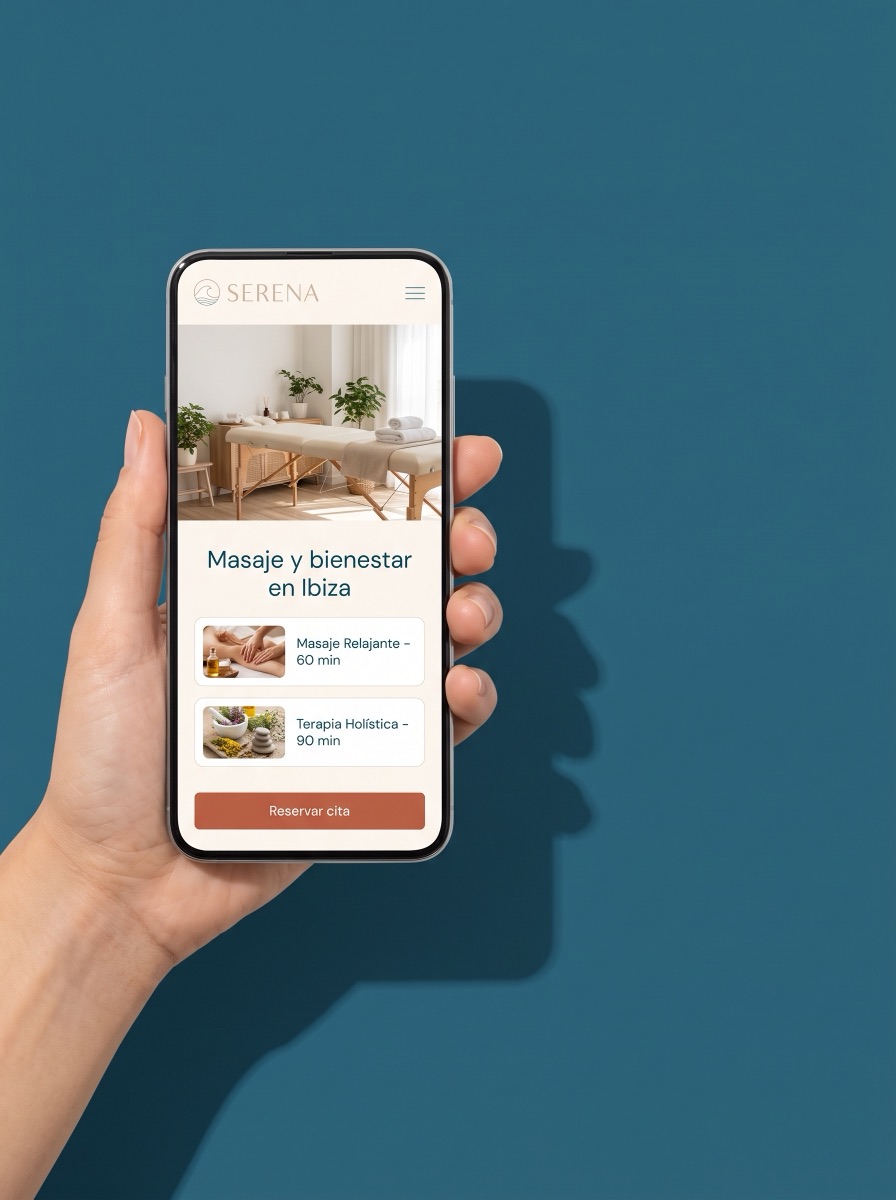 Mockup de la web del centro de bienestar Serena, Ibiza