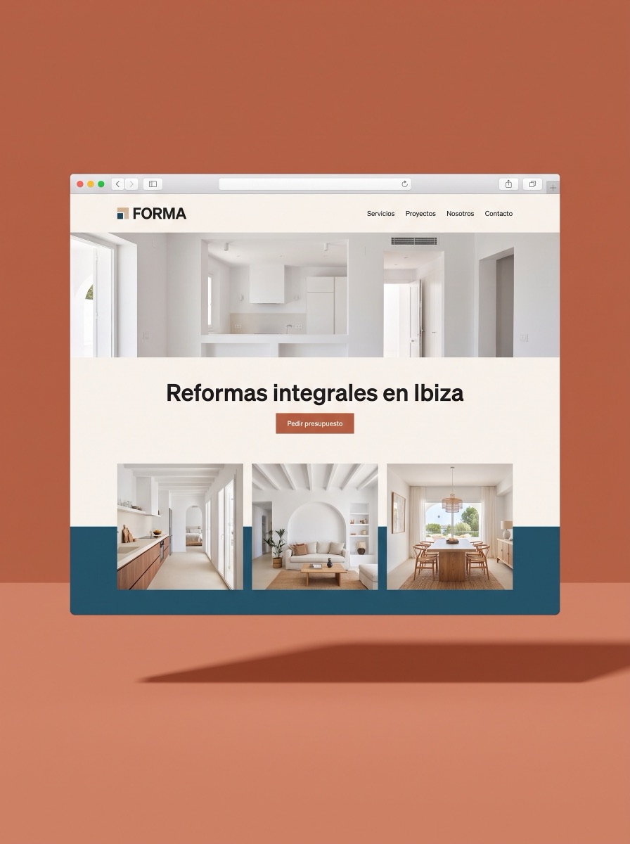 Web de reformas FORMA mostrada en la ventana de un navegador